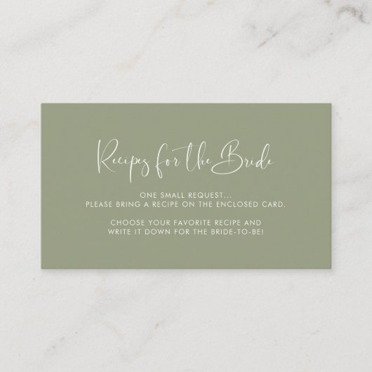 Elegant Sage green Recipcard Informatiekaartje (Voorkant)