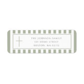 Elegant Sage Green Religious Cross Address Etiket (Voorkant)