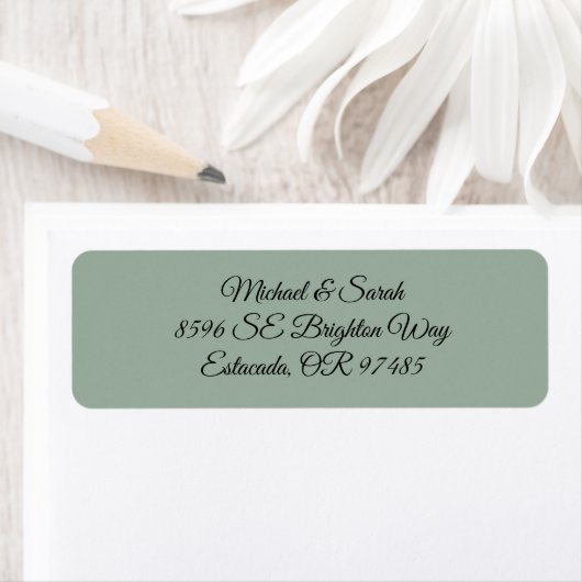 Elegant Sage Green Return Address Etiket (Insitu)