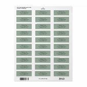 Elegant Sage Green Return Address Etiket (Full Sheet)