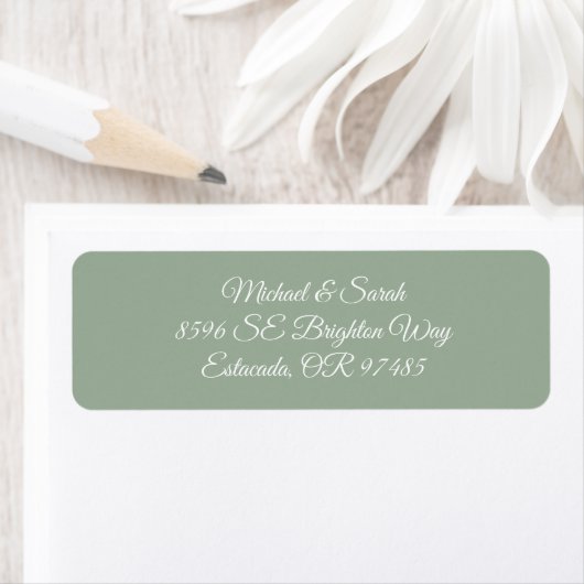 Elegant Sage Green Return Address Etiket (Insitu)