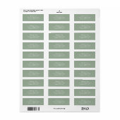 Elegant Sage Green Return Address Etiket (Full Sheet)