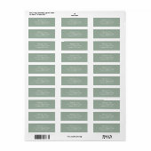 Elegant Sage Green Return Address Etiket (Full Sheet)