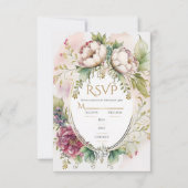 Elegant Sage Green Romantic Rustic Wedding RSVP Kaartje (Voorkant)