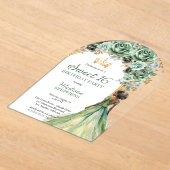 Elegant Sage Green Roos Bloemrijk Sweet 16 Party Acryl Uitnodigingen (Laagn)