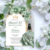 Elegant Sage Green Roos Bloemrijk Sweet 16 Party Acryl Uitnodigingen