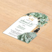 Elegant Sage Green Roos Bloemrijk Sweet 16 Party Acryl Uitnodigingen (Laagn)