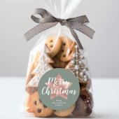 Elegant Sage Green Roos Gold Star Kerst Ronde Sticker