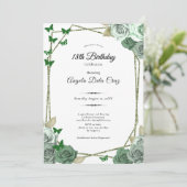 Elegant Sage Green Rose 18th Birthday Debut  Kaart (Staand voorkant)