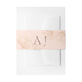 Elegant Sage Green & Rose Pink Ginkgo Wedding Uitnodigingen Wikkel