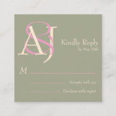 Elegant Sage Green & Rose Pink Wedding Response Informatiekaartje (Voorkant)