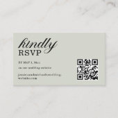 Elegant Sage Green RSVP Website QR Code Informatiekaartje (Voorkant)
