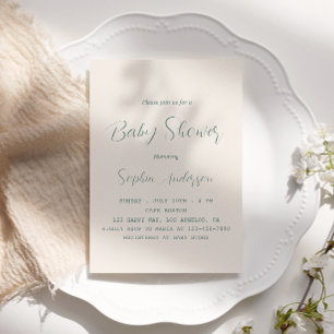 Elegant Sage Green Script Baby shower - Minimalist Kaart