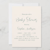 Elegant Sage Green Script Baby shower - Minimalist Kaart (Voorkant)