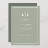 Elegant Sage Green Script Engagement Party Kaart (Voorkant / Achterkant)