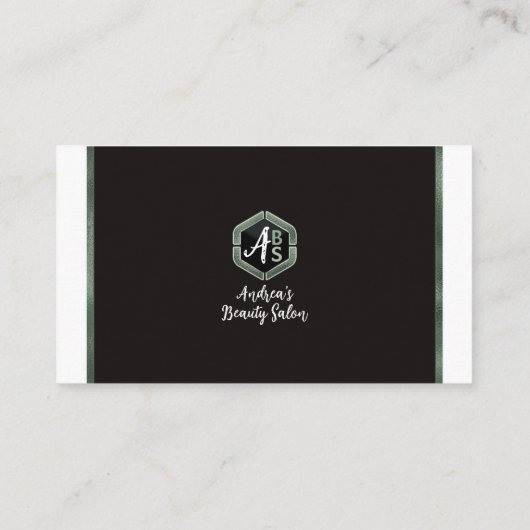 Elegant Sage Green Script Modern Minimal Metallic Visitekaartje (Achterkant)