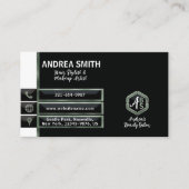 Elegant Sage Green Script Modern Minimal Metallic Visitekaartje (Voorkant)