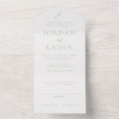 Elegant Sage Green Script Monogram Weddenschap All In One Uitnodiging (Binnen)