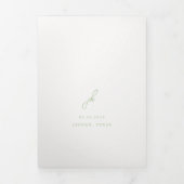 Elegant Sage Green Script Monogram Weddenschap Drieluik Uitnodiging (Cover)