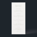 Elegant Sage Green Script Monogram Weddenschap Menu<br><div class="desc">Elegant huwelijksmenu met een klassiek ontwerp met uw monogram in een scriptlettertype,  samen met uw menu in een traditioneel serif lettertype.</div>