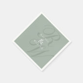 Elegant Sage Green Script Monogram Weddenschap Servet (Hoek)