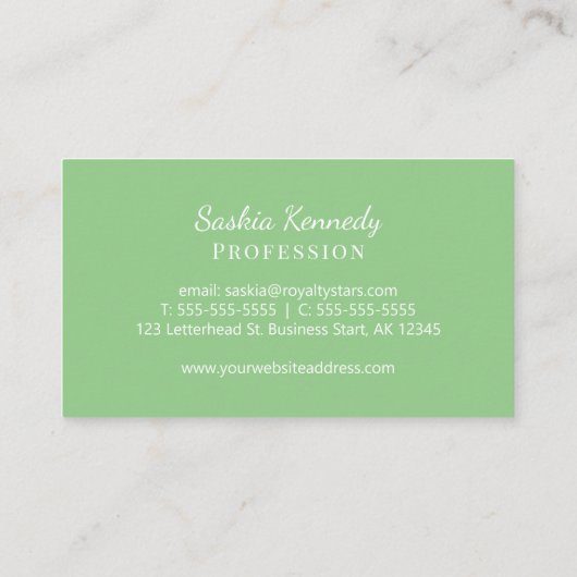 Elegant Sage Green Script Professional Monogram Visitekaartje (Achterkant)