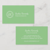 Elegant Sage Green Script Professional Monogram Visitekaartje (Voorkant / Achterkant)