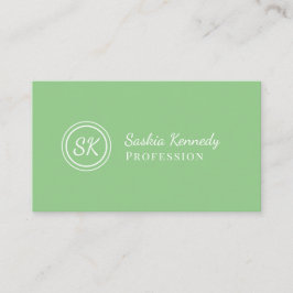 Elegant Sage Green Script Professional Monogram Visitekaartje