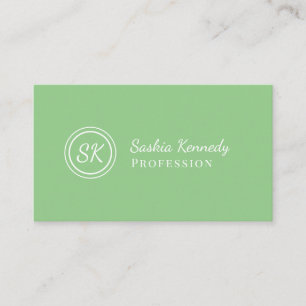 Elegant Sage Green Script Professional Monogram Visitekaartje