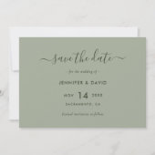 Elegant Sage Green Script Wedding Save The Date (Voorkant)