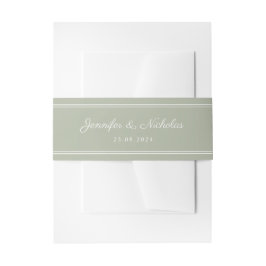 Elegant Sage Green Script Wedding Uitnodigingen Wikkel