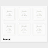 Elegant Sage Green Script Wedding Vierkante Sticker (Vel)
