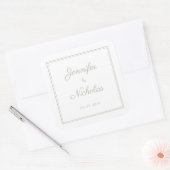 Elegant Sage Green Script Wedding Vierkante Sticker (Envelop)