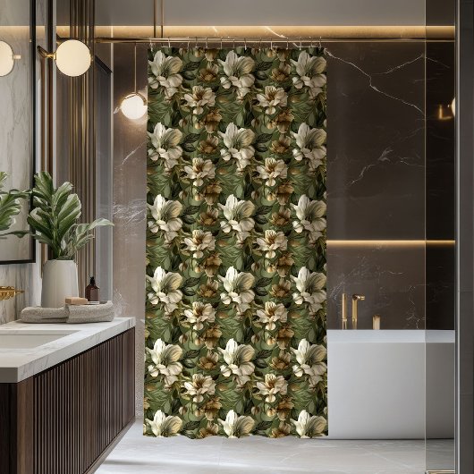 Elegant Sage Green Shower Curtain Botanical Chic Douchegordijn