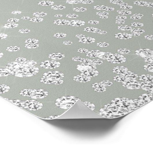 Elegant Sage Green Silver Confetti Vrijgezellenfee Poster (Hoek)