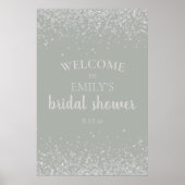 Elegant Sage Green Silver Confetti Vrijgezellenfee Poster (Voorkant)