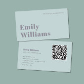 Elegant Sage Green Simple Professional | QR-code Visitekaartje