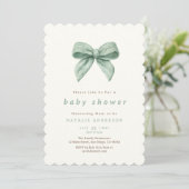 Elegant Sage Green Soft Coquette Baby shower Kaart (Staand voorkant)