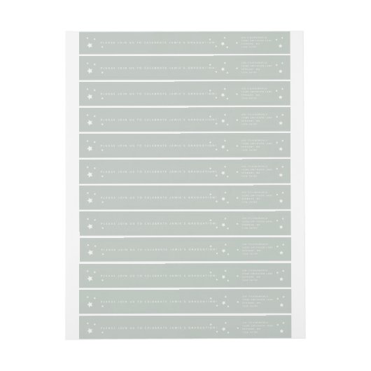 Elegant Sage Green Stars Wraparound Address Label (Vel)