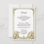 Elegant Sage Green Stripe Floral Details Card (Voorkant)