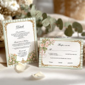 Elegant Sage Green Stripe Floral Details Card
