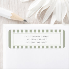 Elegant Sage Green Stripes Address Etiket