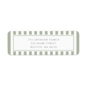 Elegant Sage Green Stripes Address Etiket (Voorkant)