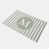 Elegant Sage Green Stripes Monogram Deurmat (Schuin)