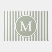 Elegant Sage Green Stripes Monogram Deurmat (Voorkant)
