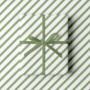 Elegant Sage Green Stripes Patroon Cadeaupapier