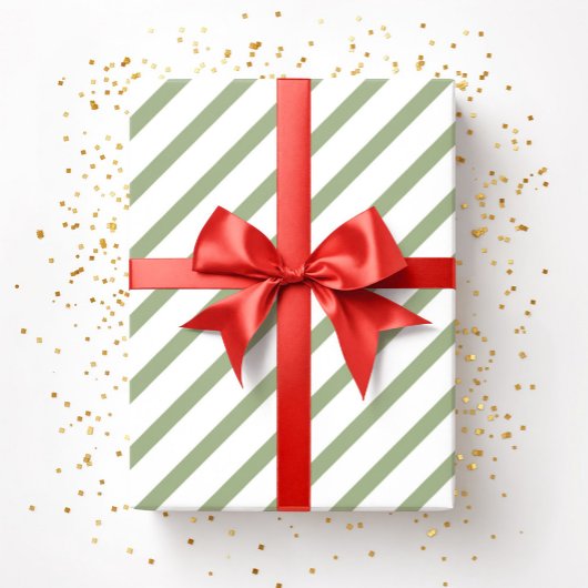 Elegant Sage Green Stripes Patroon Cadeaupapier