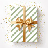 Elegant Sage Green Stripes Patroon Cadeaupapier