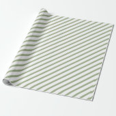 Elegant Sage Green Stripes Patroon Cadeaupapier (Uitgerold)
