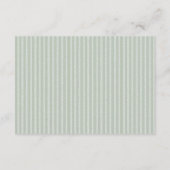 Elegant Sage Green Stripes QR Code Wedding Details Informatiekaartje (Achterkant)